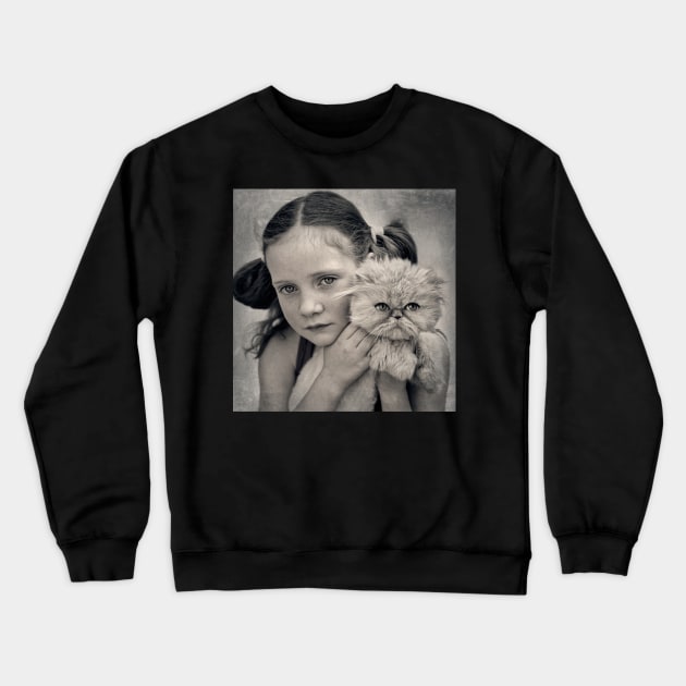 A Girl and her Cat Crewneck Sweatshirt by micklyn